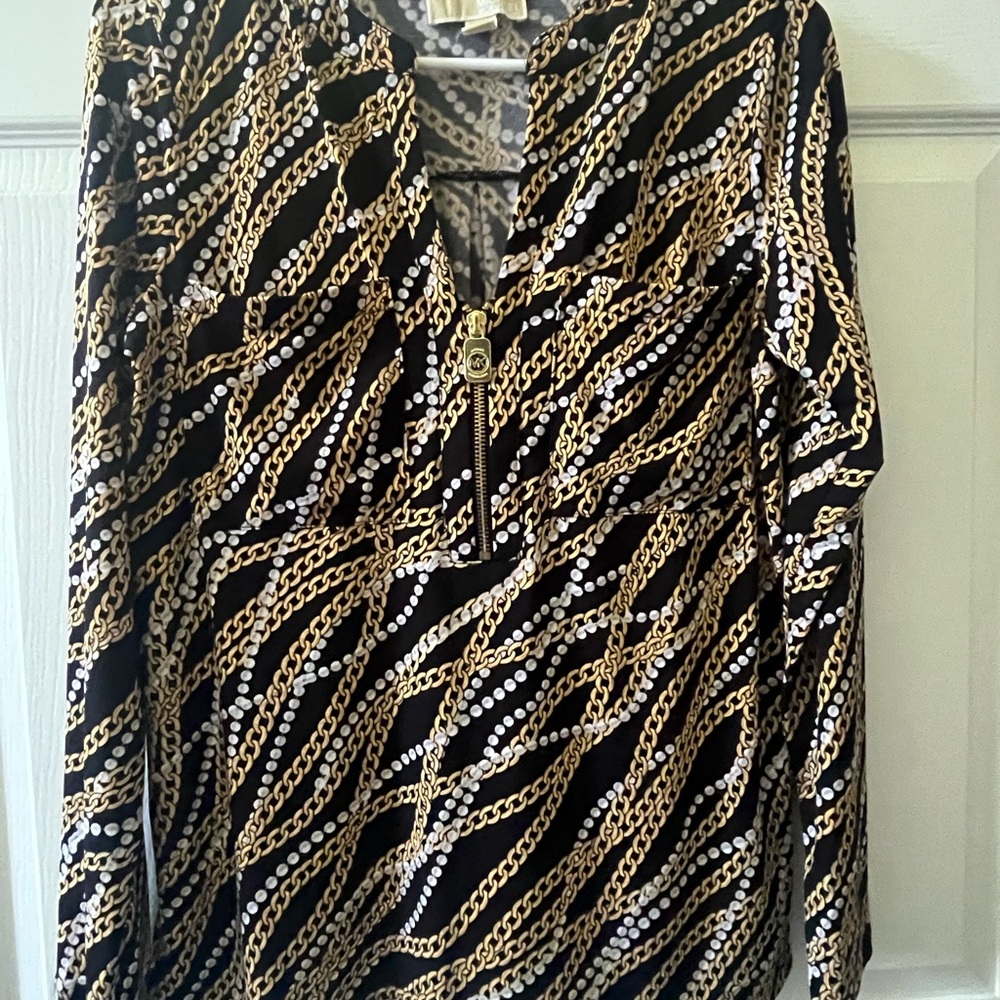 MICHAEL Michael Kors Relaxed Graphic Blouse in Brown and Black